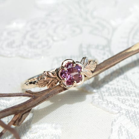 flower garnet ring -P-