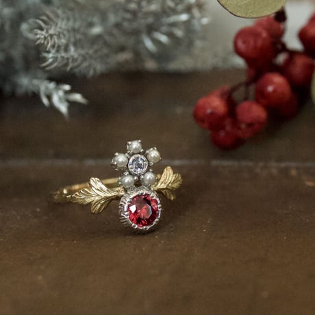 lady pearl spinel ring