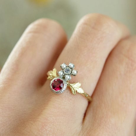 lady pearl spinel ring