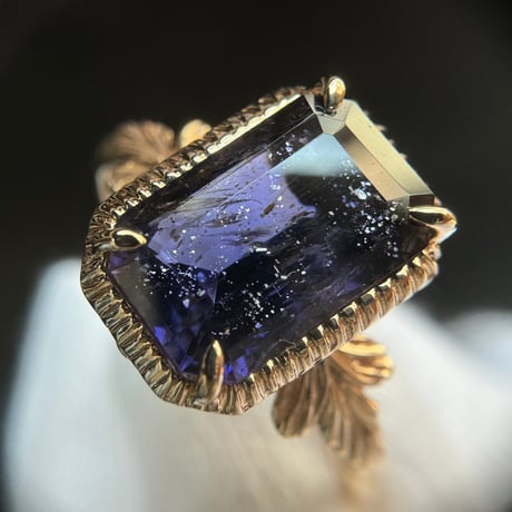 germinating iolite sunstone ring -M-