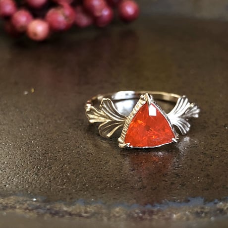 romantic grass fire opal ring