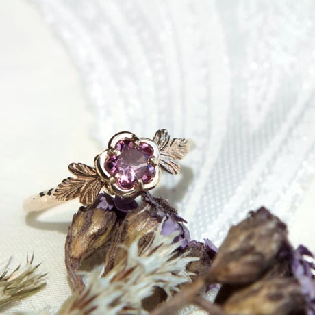flower garnet ring -P-