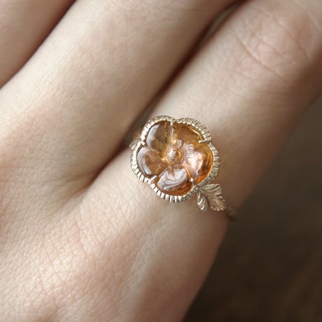 tourmaline flower carving ring