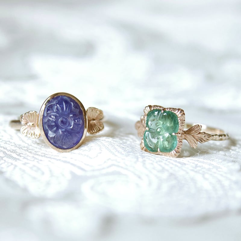 tourmaline flower carving ring | gisele