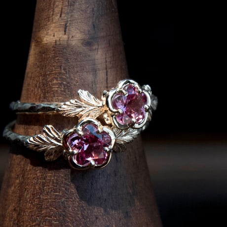 flower garnet ring -P-