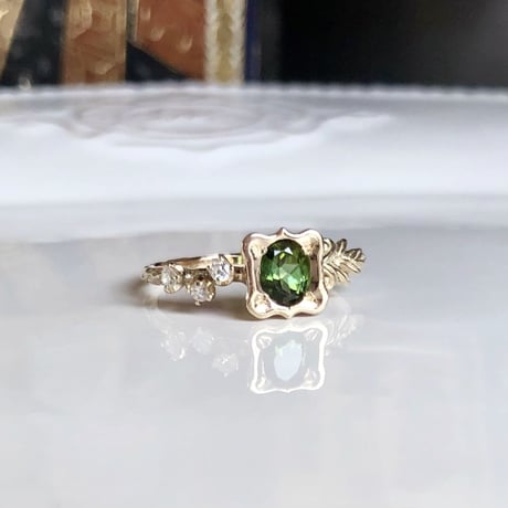 asymmetrical green tourmaline ring