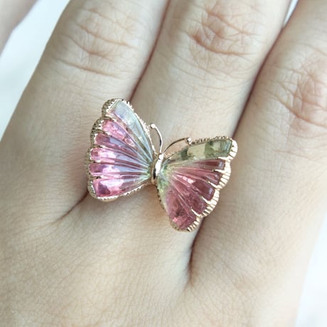 watermelon butterfly carving ring -large-