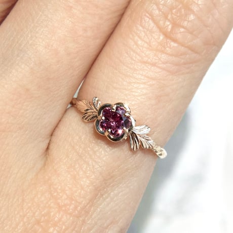 flower garnet ring -P-