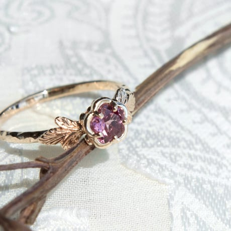 flower garnet ring -P-