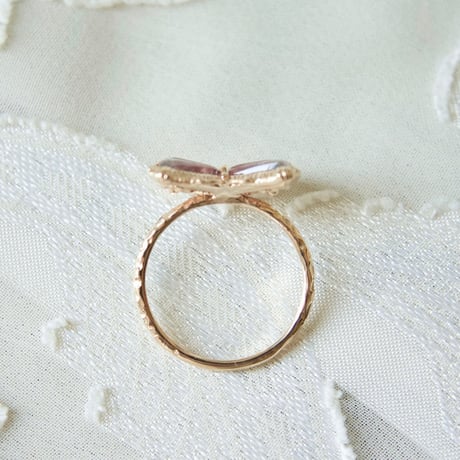 bi-color tourmaline butterfly carving ring