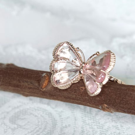 pink tourmaline butterfly carving ring