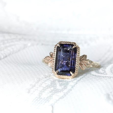 germinating iolite sunstone ring -M-
