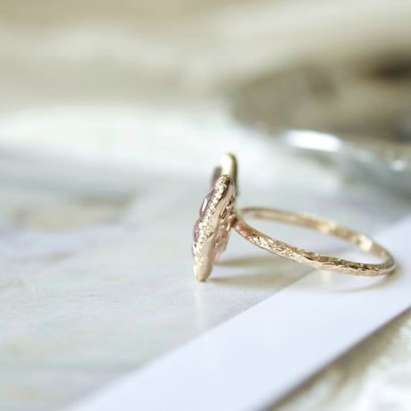 bi-color tourmaline butterfly carving ring