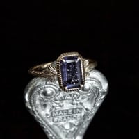 germinating iolite sunstone ring -midnight-