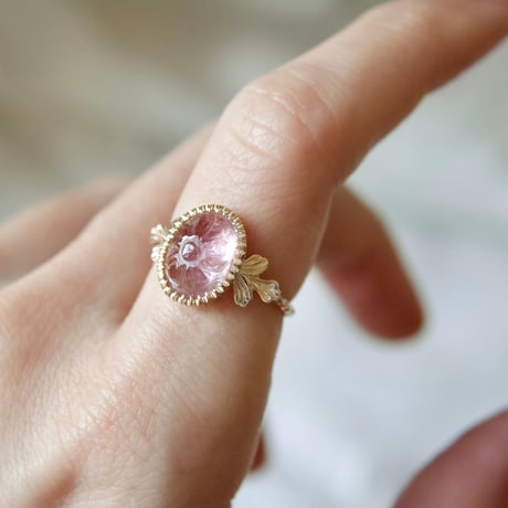 tourmaline flower carving ring