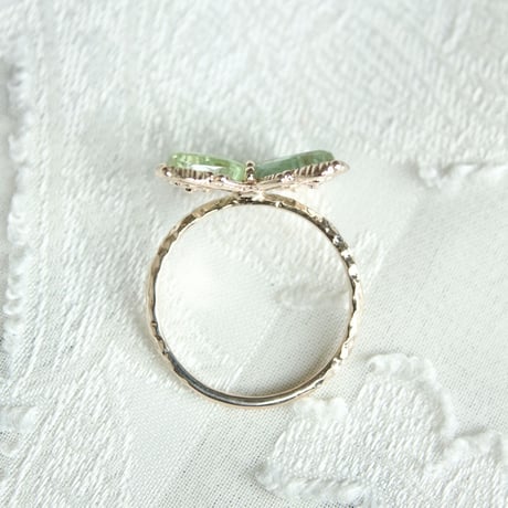 green tourmaline butterfly carving ring