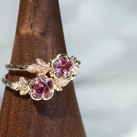 flower garnet ring -P-