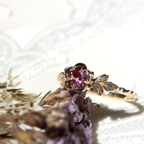 flower garnet ring -P-