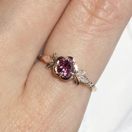 flower garnet ring -M-