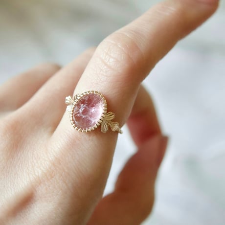 tourmaline flower carving ring