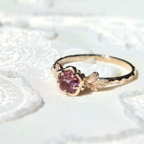 flower garnet ring -M-