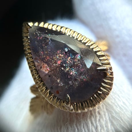 germinating bloodshot iolite ring