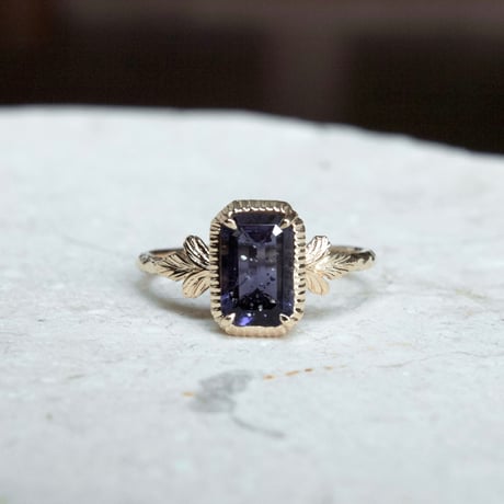 germinating iolite sunstone ring -midnight-