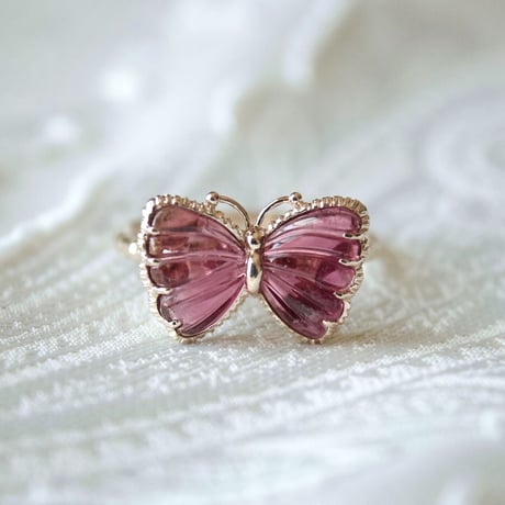 tourmaline butterfly carving ring