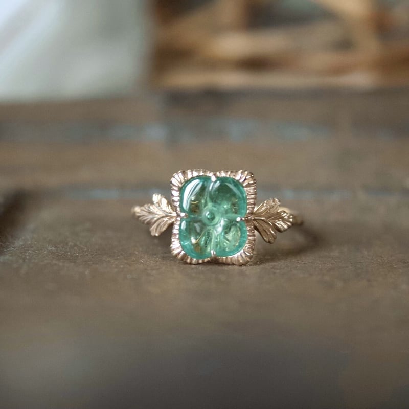 tourmaline flower carving ring | gisele