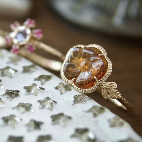 tourmaline flower carving ring