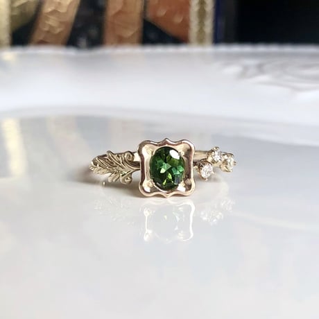 asymmetrical green tourmaline ring