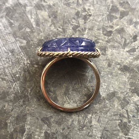 rainy flower tanzanite carving ring