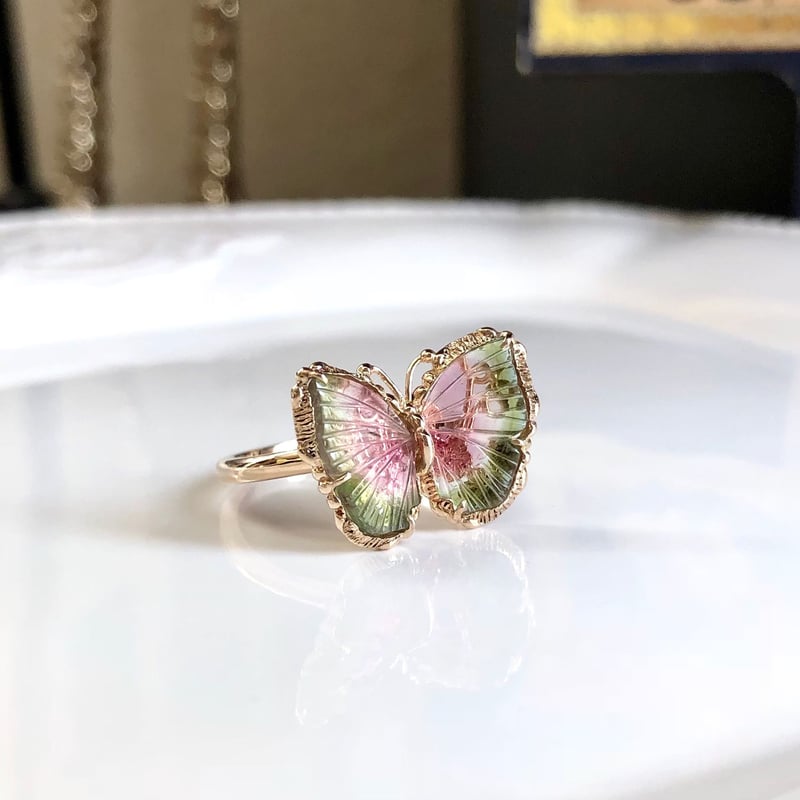 watermelon butterfly carving ring | gisele