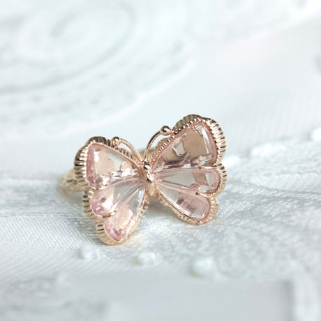 pink tourmaline butterfly carving ring