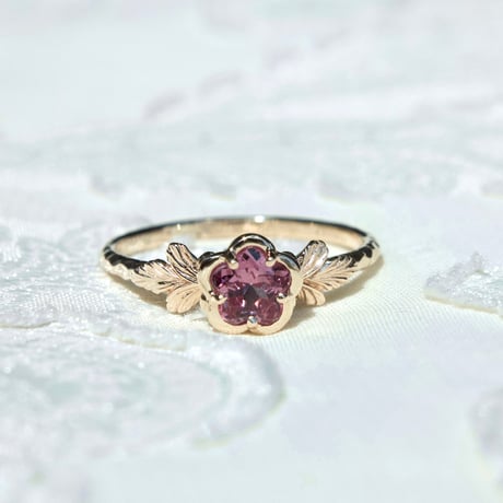 flower garnet ring -M-