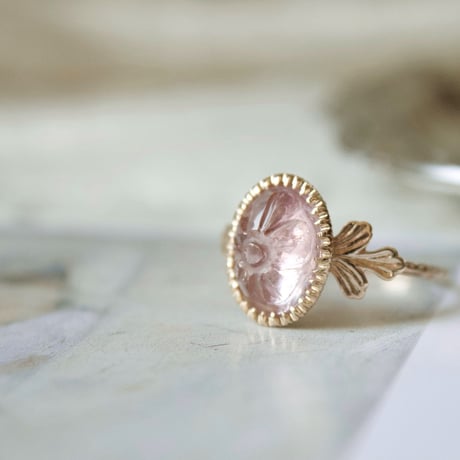 tourmaline flower carving ring