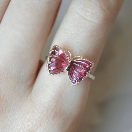 tourmaline butterfly carving ring