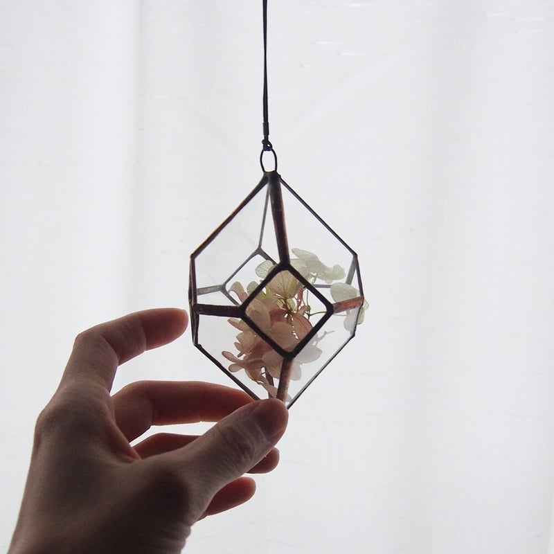 mini hanging flowervase/植物セット/変形多面体A/antique S