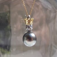 baby skull × baby crown × 黒蝶パール | sv × k18yg × k10 with black pearl and diamond