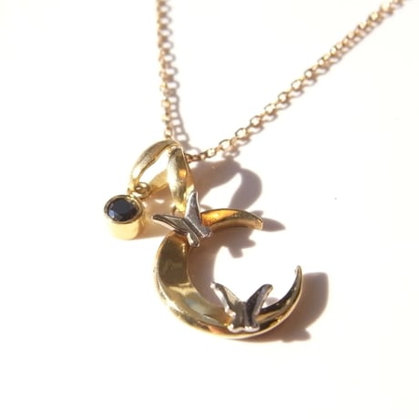 月と蝶々のnecklace＋black diamond charm