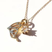 片羽 necklace | G-series＋square stone charm | white topaz