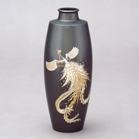 025-07　花器　細口駒型（鳳凰彫金）