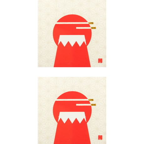 縁起物／コースター　赤富士