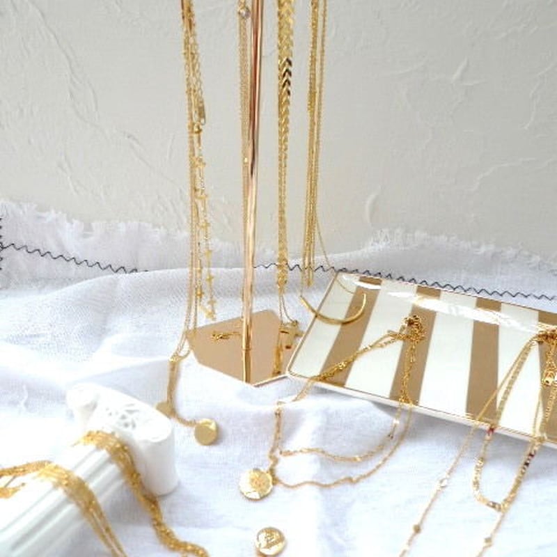 24kgf-coated スターモチーフ2連チェーンネックレス/019003 | TUWAKRIM 