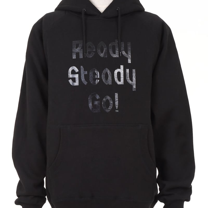 フード付きパーカー 'Ready Steady Go!' 90’ NLP001-3 ロゴパーカー BLACK/BLACK | Ready Steady Go!