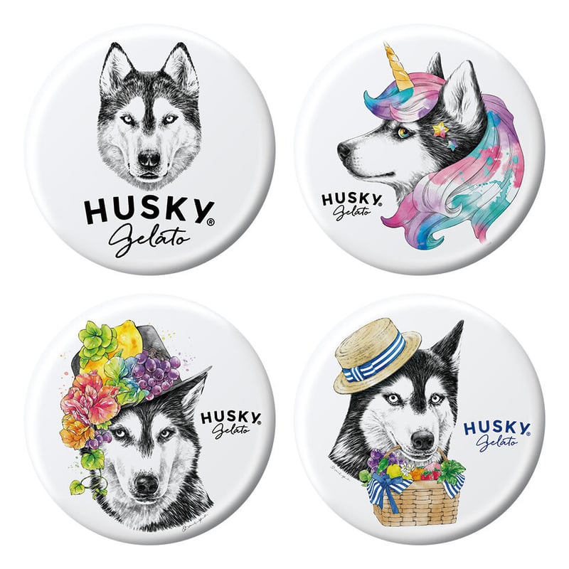 HUSKY 缶バッジ / 4個セット | HUSKY GELATO HUSKY 缶バッジ / 4個セット | HUSKY GELATO