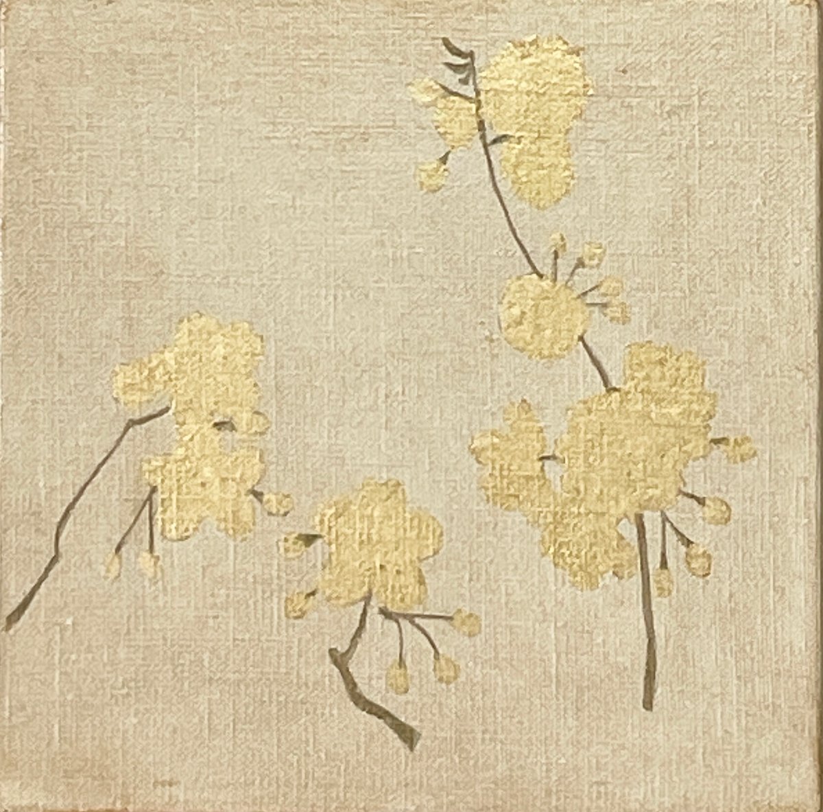 値下げ交渉あり。超美品！桜の花　金箔　油彩画 最終値下げ一柳富美作品油絵桜