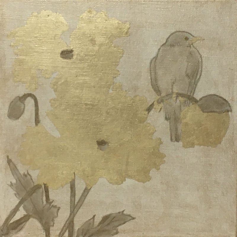 キャンバス油絵 専用 鳥とお花とおじさんと MO-MO」 油絵