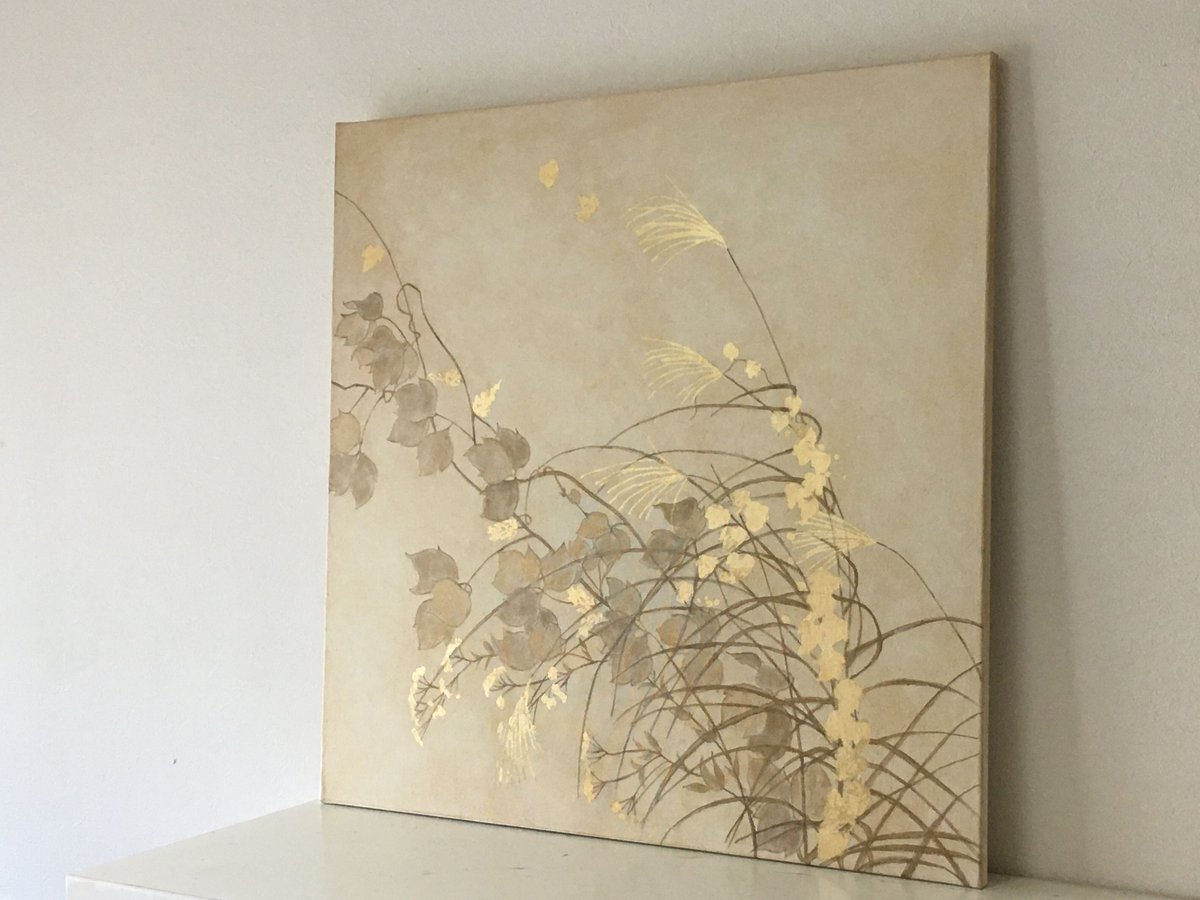 秋草（美人画・A2サイズ） 新作人気 扇面輝図 月に秋草 絵画買取・販売の小竹美術 絵画 - 絵画