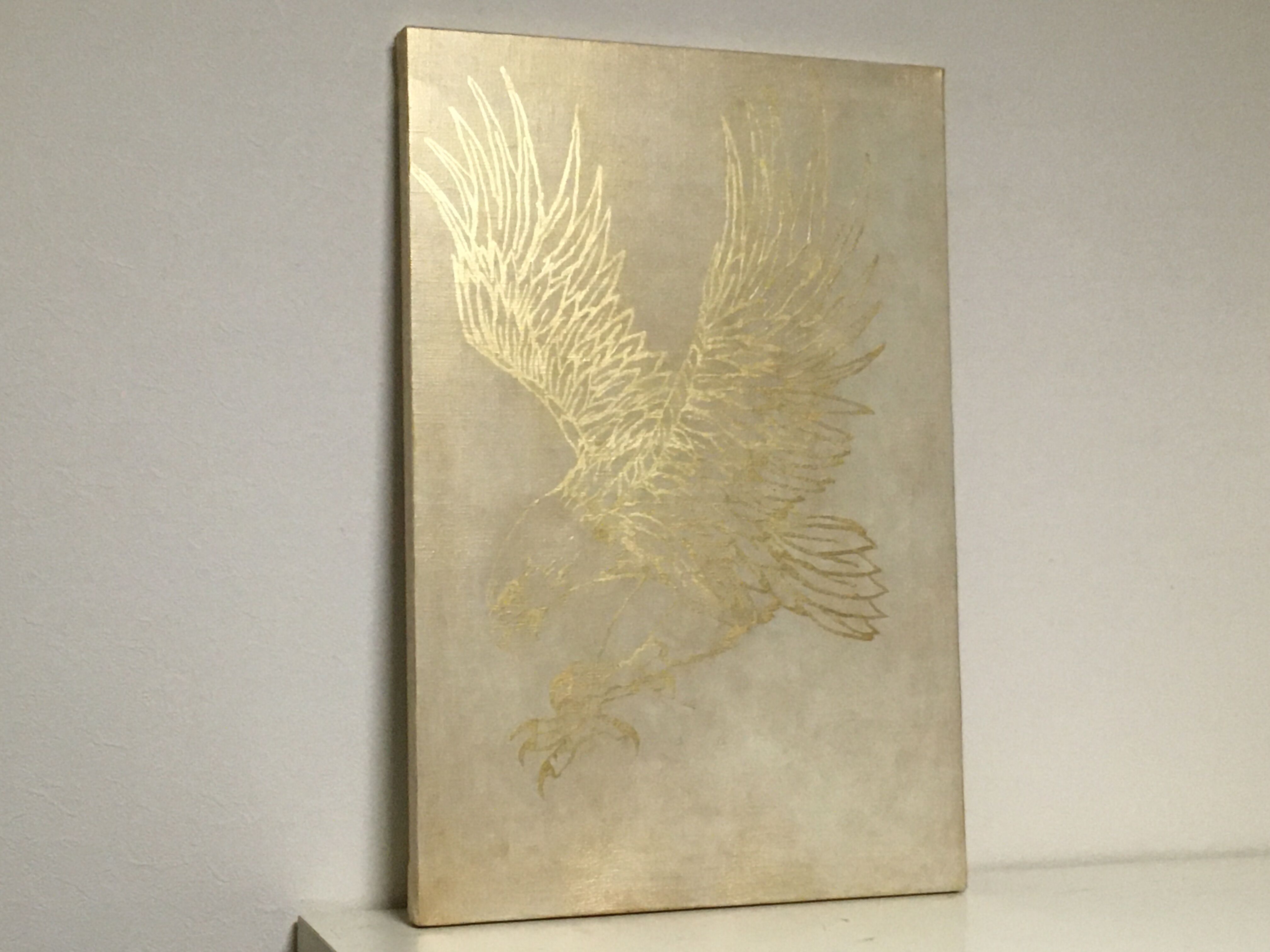 ビーズアート 鷲の絵画 金色フレーム 金の鷲 | AKIKO KONDO
